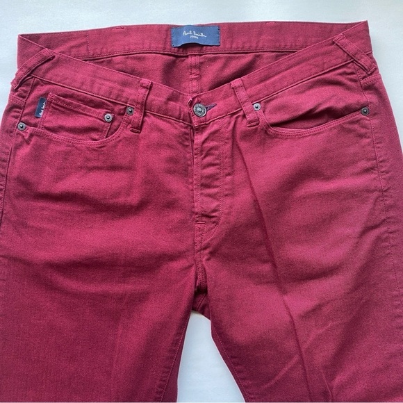Paul Smith Jeans 100% Cotton Button Fly Burgundy Oxblood Size 32R - Picture 3 of 10